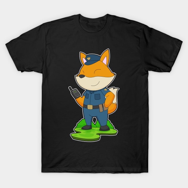 Fox Cop Microphone Police T-Shirt by Markus Schnabel